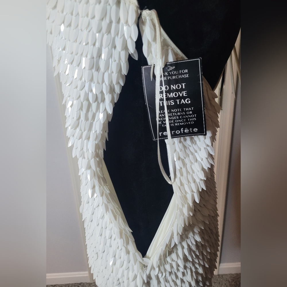 RETROFETE Sirena Feather Sequin Dress. Sz M - Picture 12 of 15